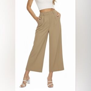 NWT Decivi Wide Leg High Rise Pants Trousers Pleat Front Elastic Waist Cropped L